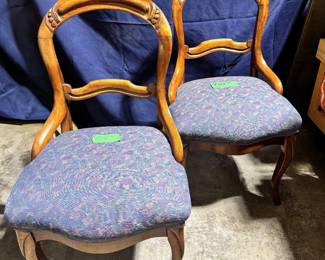 Antique Victorian Bloom back chairs