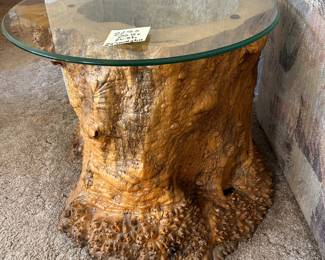 Burl wood side table (2 available)