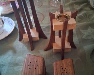mcm wooden candlesticks