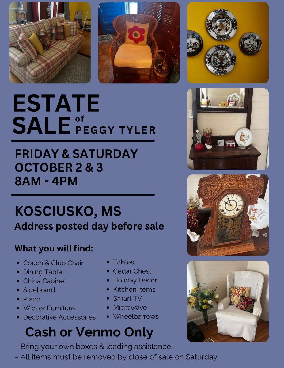 Peggy Tyler Living Estate Sale NO Address