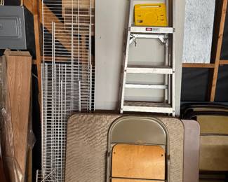 Multiple folding tables and chairs 