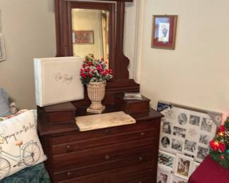Eastlake 3 drawer dresser with mirror marble top 