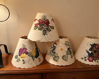 vintage, hand-painted or hand-stenciled card/paper lamp shades
