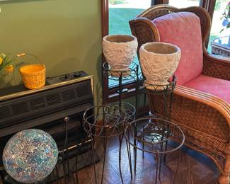 Metal plant stands and planters 