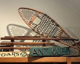 Snow shoes, vintage signs