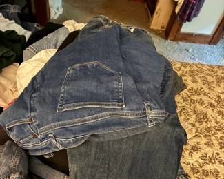 Stack of blue jeans