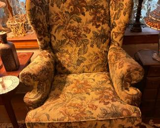 Floral wingback chair
