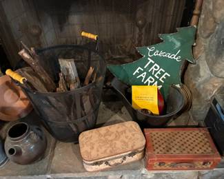 Metal sign, wood, games