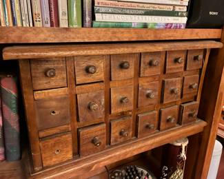 18 drawer wooden apothecary cabinet