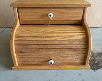 Amish bread box with top drawer