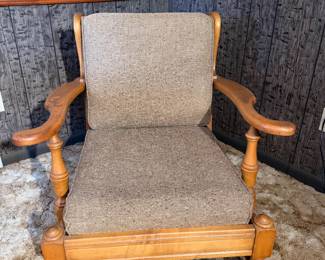 Mid Century Modern solid wood chair with cushions
