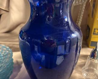 Vintage blue glass vase