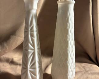 Vintage milk glass Bud vases