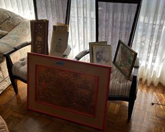 Vintage mid century modern high back chairs