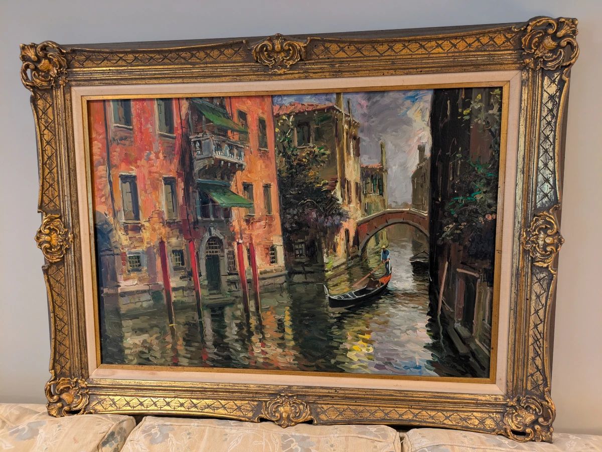 Signed Venice scene by Gino Salviati - paperwork available