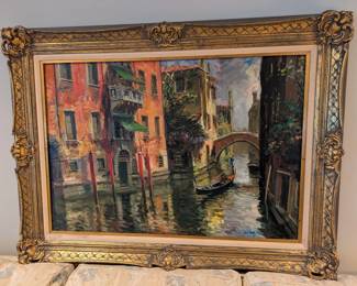 Signed Venice scene by Gino Salviati - paperwork available 