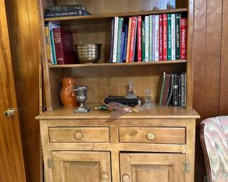 One of a PAIR of pine bookcases