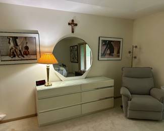 Matching dresser with Art Deco vibe