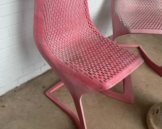 each2 avail Modern Pink Perforated Resin Dining Chairs