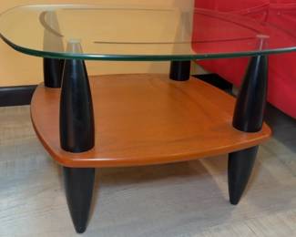 27x27 Modern Glass and Wood TwoTier Coffee Table