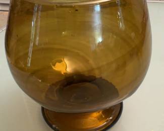 6 Vintage Amber HandBlown Glass Snifter Vase