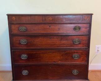 37x20x38 Antique Mahogany 4Drawer Chest with Inlay sold asis