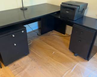 71x69x29 Modern LShaped Corner Desk with Dual Filing Cabinets