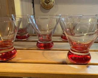 each10 avail MidCentury Dizzy Coctail Red CosmoMartini Glasses MCM Crate Barrel