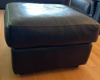 26x26x17 Square Black Leather Ottoman Padded Cushion