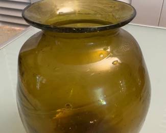 7 1960s Amber HandBlown Glass Vase with Flared Rim