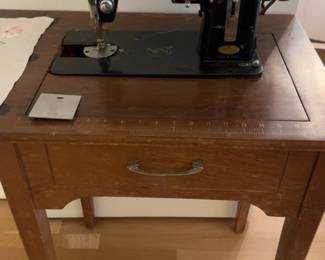 Vintage Necchi BF Mira Sewing Machine with Wooden Table