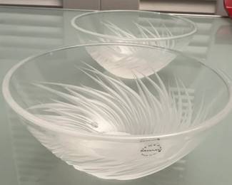 2.5 Set of 2 Salviati Murano Frosted Swirl Glass Bowl
