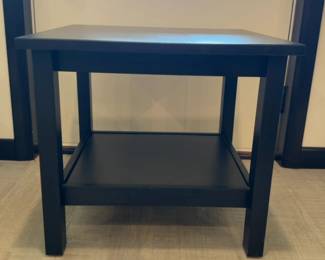 22x22x20 Modern Square Black Wood End Table with Lower Shelf