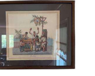viii 17x21 Original c. 1820 Grand Tour Watercolor Painting Il Mellonaro by Unknown Artist Framed with Gallery Label
