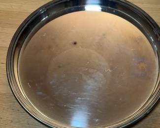 13 Italian Sambonet Round SilverPlated Serving Tray with Beaded Rim