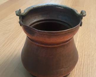 4.5 Vintage HandHammered Copper Pot with Brass Handle