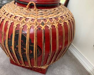 #15 - $100 - Teakwood red basket urn 18x19