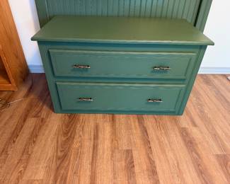 #98- $80 - Green 2 drawer dresser 41wx20dx24t