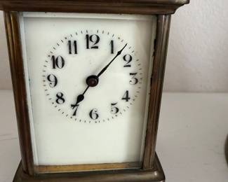 #19 - $70 - little French desk clock 3 x 2 1/2 x 4 1/4 marked SF has key - not signed