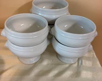 #101 - $110 - Set of 6 Apilco of France lion head bowls