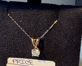 #15 - $220 - Chain 18" 10kt y gold & pendant with diam 0.21 ct