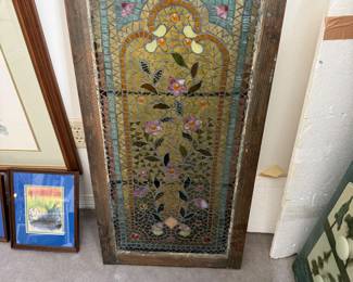 #7 - $700 - Pre-civil war mosaic stain glass window 17 1/2x 1 1/2 x 36 maybe Belcher