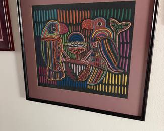 #75 - $70 - Molas 2 parrots 23x22