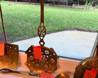 #45 - $80 - British brass antique pierced serving piece 22x8
