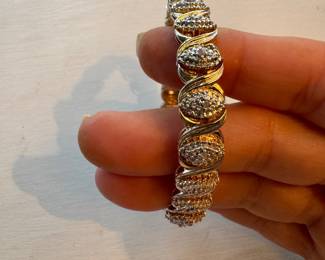 #26 - $180 - Bracelet sterling w/gold wash 7 1/4" bracelet & diam 21.40gr