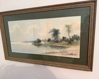 #87 - $100 - Watercolour bayside signed 29x17