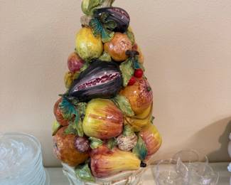 #41 - $80 - Ceramic fruit tree by Gimar Firenze Italy 10Dx20T