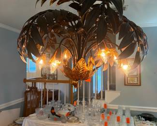 #35 - $795 - Vintage metal leaves chandelier made in Italy 32x38