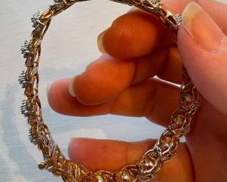 #26 - $180 - Bracelet sterling w/gold wash 7 1/4" bracelet & diam 21.40gr