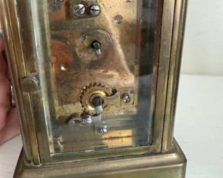 #19 - $70 - little French desk clock 3 x 2 1/2 x 4 1/4 marked SF has key - not signed